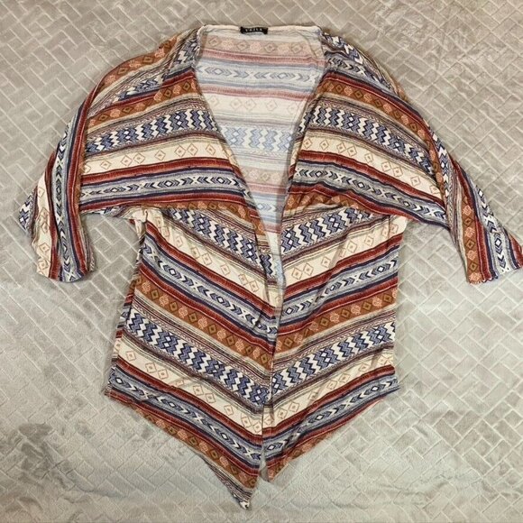 UK2LA Tops - Womens Large Lightweight Cardigan Shirt Open Front Colorful Aztec Geometric